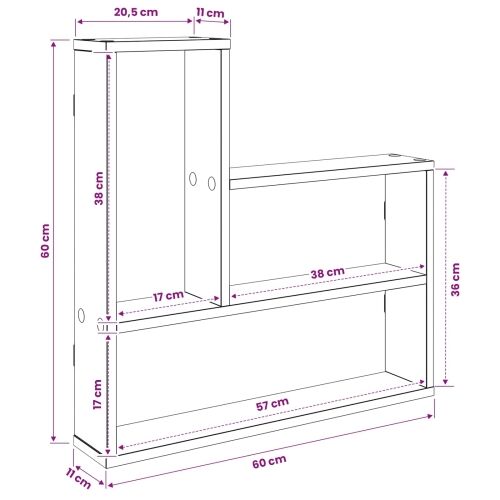 Zidna polica Siva Sonoma 60 x 11 x 60 cm Konstruirano drvo - Siva Sonoma Cijena