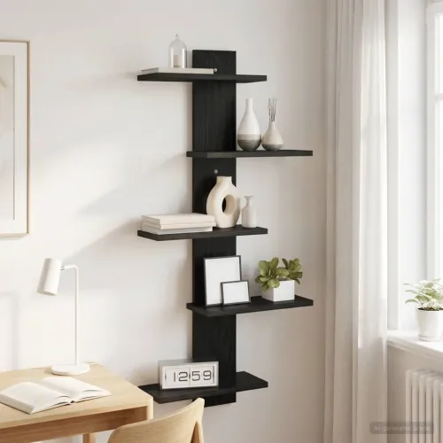 Floating polica za zid Crni hrast 48,5 x 15 x 101 cm - Crni hrast Cijena