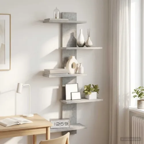 Floating polica za zid Betonska siva 48,5 x 15 x 101 cm - Betonska siva Cijena