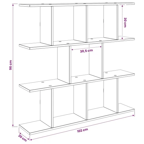 Zidna polica Crni hrast 102 x 20 x 96 cm Konstruirano drvo - Crni hrast Cijena