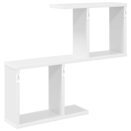 Zidna polica Bijela 60 x 12 x 50,5 cm Konstruirano drvo - Bijela Asimetrični dizajn polica Cijena