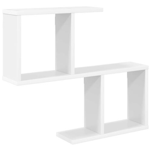 Zidna polica Bijela 60 x 12 x 50,5 cm Konstruirano drvo - Bijela Asimetrični dizajn polica Cijena