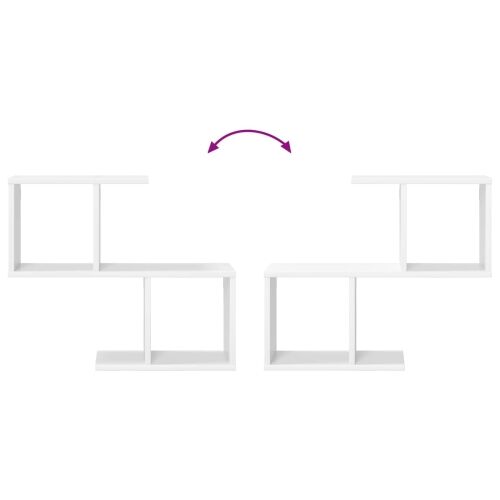 Zidna polica Bijela 60 x 12 x 50,5 cm Konstruirano drvo - Bijela Asimetrični dizajn polica Cijena