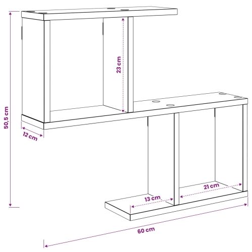 Zidna polica Bijela 60 x 12 x 50,5 cm Konstruirano drvo - Bijela Asimetrični dizajn polica Cijena