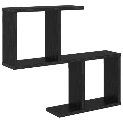 Zidna polica Crni hrast 60 x 12 x 50,5 cm Konstruirano drvo - Crni hrast Asimetrični dizajn polica Cijena