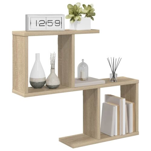 Zidna polica Hrast sonoma 60 x 12 x 50,5 cm Konstruirano drvo - Hrast sonoma Asimetrični dizajn polica Cijena