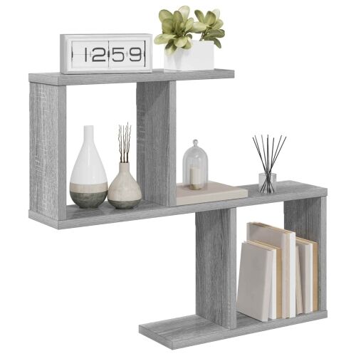 Zidna polica Siva Sonoma 60 x 12 x 50,5 cm Konstruirano drvo - Siva Sonoma Asimetrični dizajn polica Cijena
