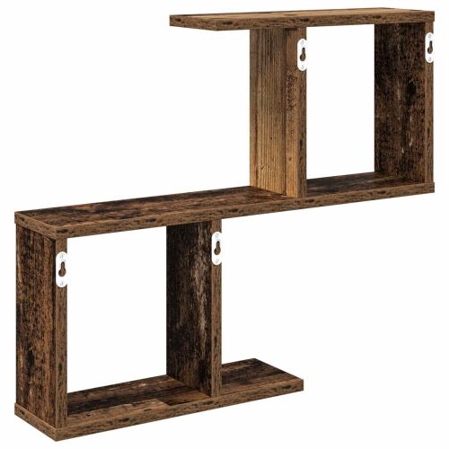 Zidna polica Staro drvo 60 x 12 x 50,5 cm Konstruirano drvo - Staro drvo Asimetrični dizajn polica Cijena