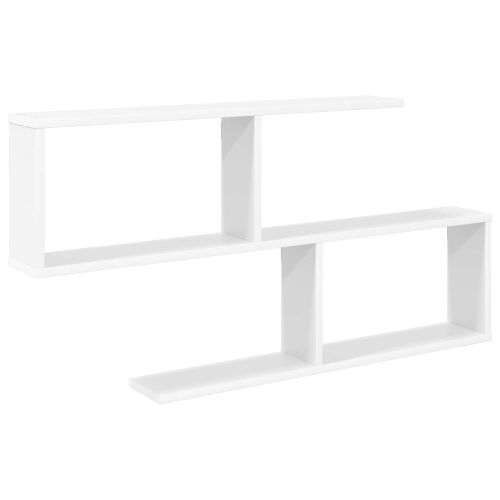 Zidna polica Bijela 100 x 12 x 50,5 cm Konstruirano drvo - Bijela Otvoren dizajn u cik-cak Cijena