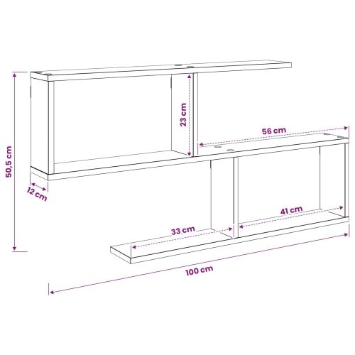 Zidna polica Crni hrast 100 x 12 x 50,5 cm Konstruirano drvo - Crni hrast Otvoren dizajn u cik-cak Cijena