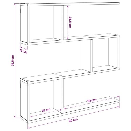 Zidna polica Dimljeni hrast 80 x 12 x 79,5 cm - Dimljeni hrast Visoki višeslojni dizajn Cijena