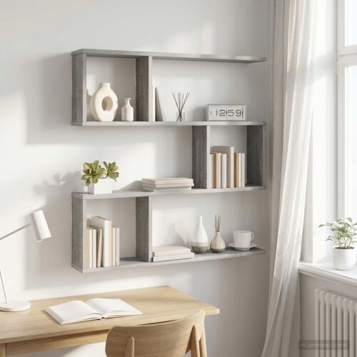Zidna polica Siva Sonoma 80 x 12 x 79,5 cm Konstruirano drvo - Siva Sonoma Visoki višeslojni dizajn Cijena