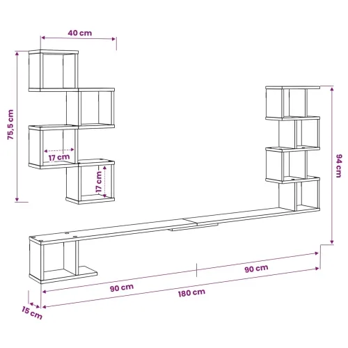 Polica za TV na zidu Siva Sonoma 180 x 15 x 94 cm - Siva Sonoma 180 x 15 x 94 cm Cijena