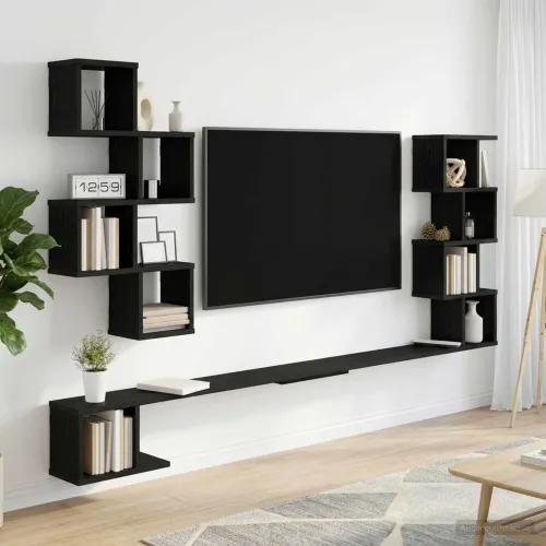 Polica za TV na zidu Crni hrast 200 x 15 x 94 cm - Crni hrast 200 x 15 x 94 cm Cijena