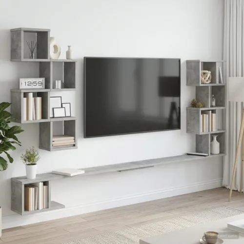 Polica za TV na zidu Betonska siva 200 x 15 x 94 cm - Betonska siva 200 x 15 x 94 cm Cijena