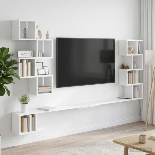 Polica za TV na zidu Bijela 160 x 15 x 94 cm Konstruirano drvo - Bijela 160 x 15 x 94 cm Cijena