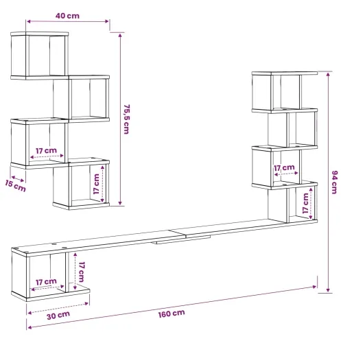 Polica za TV na zidu Crni hrast 160 x 15 x 94 cm - Crni hrast 160 x 15 x 94 cm Cijena