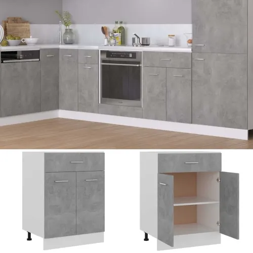 Donji ladičar boja betona 60 x 46 x 81,5 cm konstruirano drvo - Beton siva Donji ormarić s ladicom 60 cm Cijena