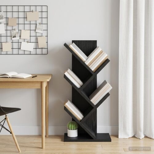 Polica za knjige drvo 4-nivo 30 x 18 x 60 cm Konstruirano drvo - Crni hrast 30 x 18 x 60 cm Cijena