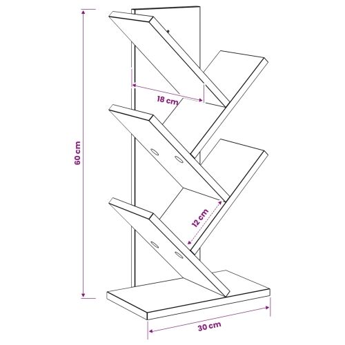 Drvena polica za knjige 4-tierska 30 x 18 x 60 cm Hrast sonoma - Hrast sonoma 30 x 18 x 60 cm Cijena