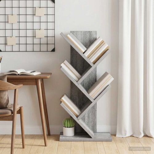 Polica za knjige drvo 4-razine 30 x 18 x 60 cm Siva Sonoma - Siva Sonoma 30 x 18 x 60 cm Cijena