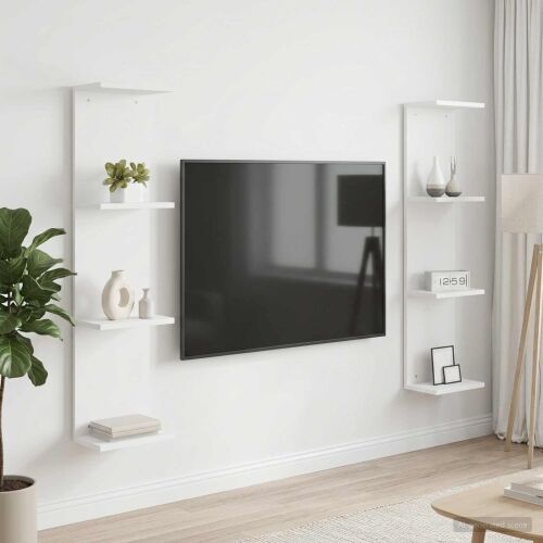Zidna polica 2 kom. Bijela 25 x 15 x 100 cm Konstruirano drvo - Bijela 2 25 x 15 x 100 cm (4 etaže) Cijena