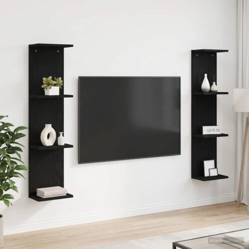 Zidna polica 2 kom. Crni hrast 25 x 15 x 100 cm - Crni hrast 2 25 x 15 x 100 cm (4 etaže) Cijena