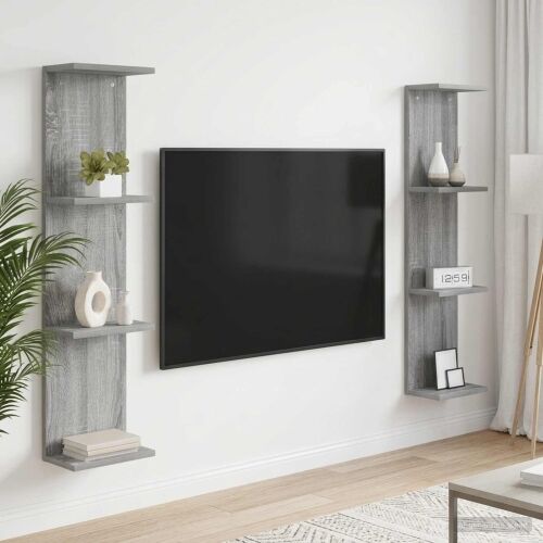 Zidna polica 2 kom. Siva Sonoma 25 x 15 x 100 cm - Siva Sonoma 2 25 x 15 x 100 cm (4 etaže) Cijena