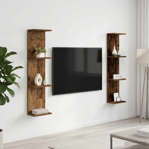 Zidna polica 2 kom. Staro drvo 25 x 15 x 100 cm - Staro drvo 2 25 x 15 x 100 cm (4 etaže) Cijena