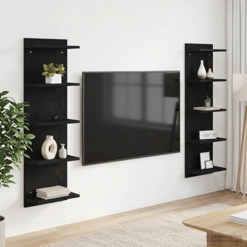 Zidna polica 2 kom. Crni hrast 30 x 15 x 100 cm - Crni hrast 2 30 x 15 x 100 cm (5 etaža) Cijena