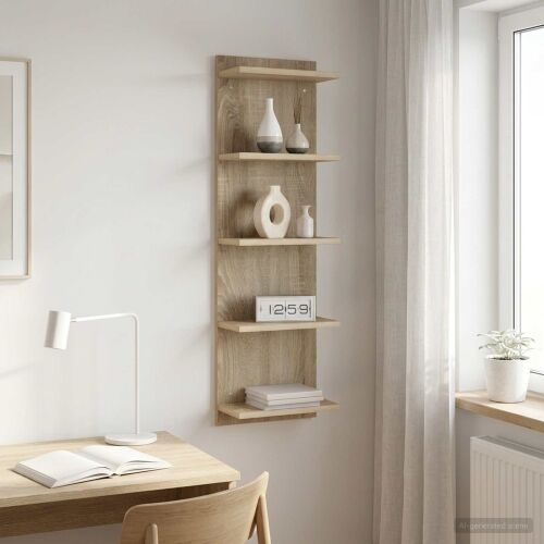 Zidna polica Hrast sonoma 30 x 15 x 100 cm Konstruirano drvo - Hrast sonoma 1 30 x 15 x 100 cm (5 etaža) Cijena