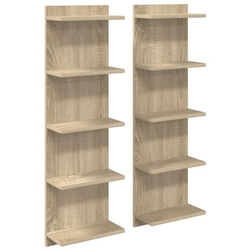 Zidna polica 2 kom. Hrast sonoma 30 x 15 x 100 cm - Hrast sonoma 2 30 x 15 x 100 cm (5 etaža) Cijena