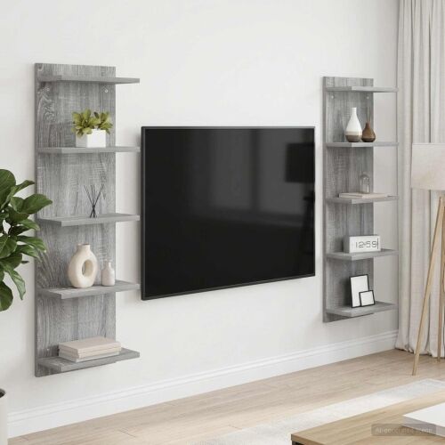 Zidna polica 2 kom. Siva Sonoma 30 x 15 x 100 cm - Siva Sonoma 2 30 x 15 x 100 cm (5 etaža) Cijena