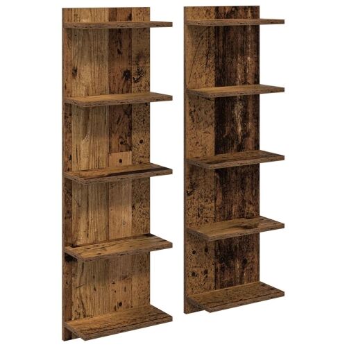 Zidna polica 2 kom. Staro drvo 30 x 15 x 100 cm - Staro drvo 2 30 x 15 x 100 cm (5 etaža) Cijena