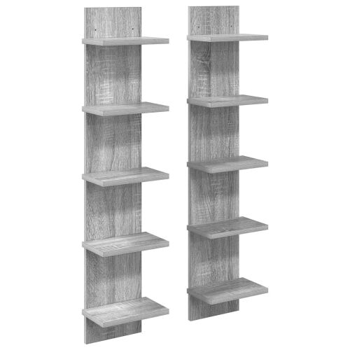 Zidna polica 2 kom. Siva Sonoma 22 x 15 x 100 cm - Siva Sonoma 2 22 x 15 x 100 cm (5 etaža) Cijena