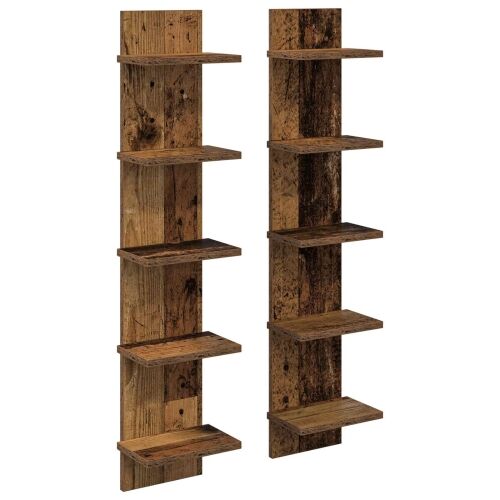 Zidna polica 2 kom. Staro drvo 22 x 15 x 100 cm - Staro drvo 2 22 x 15 x 100 cm (5 etaža) Cijena