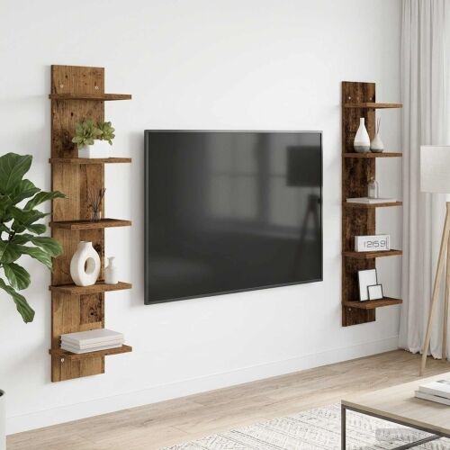 Zidna polica 2 kom. Staro drvo 22 x 15 x 100 cm - Staro drvo 2 22 x 15 x 100 cm (5 etaža) Cijena