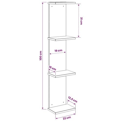 Zidna polica 2 kom. Bijela 22 x 15 x 100 cm Konstruirano drvo - Bijela 2 22 x 15 x 100 cm (4 etaže) Cijena