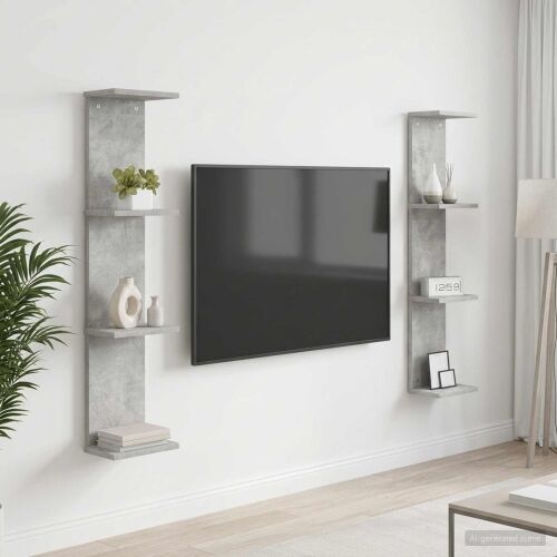Zidna polica 2 kom. Betonska siva 22 x 15 x 100 cm - Betonska siva 2 22 x 15 x 100 cm (4 etaže) Cijena