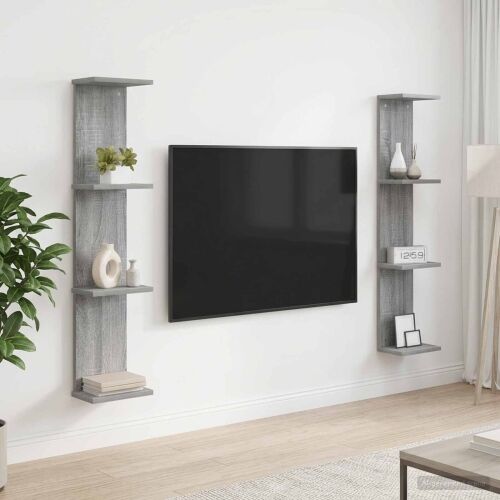 Zidna polica 2 kom. Siva Sonoma 22 x 15 x 100 cm - Siva Sonoma 2 22 x 15 x 100 cm (4 etaže) Cijena