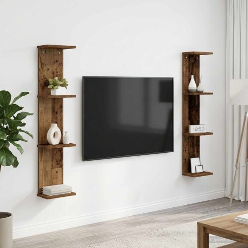 Zidna polica 2 kom. Staro drvo 22 x 15 x 100 cm - Staro drvo 2 22 x 15 x 100 cm (4 etaže) Cijena