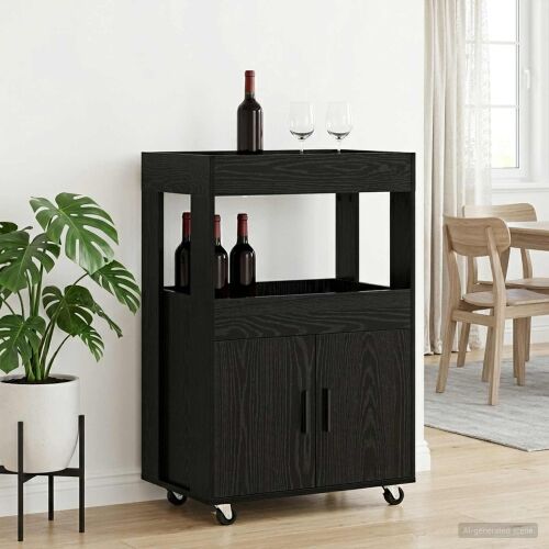Barska kolica Crni hrast 60 x 39,5 x 89 cm Prerađeno drvo - Crni hrast Cijena