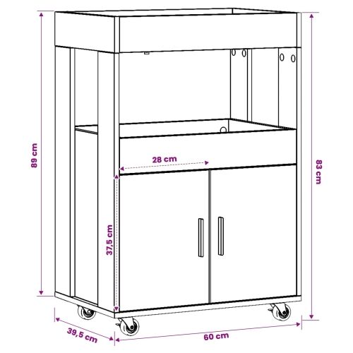 Barska kolica Crni hrast 60 x 39,5 x 89 cm Prerađeno drvo - Crni hrast Cijena
