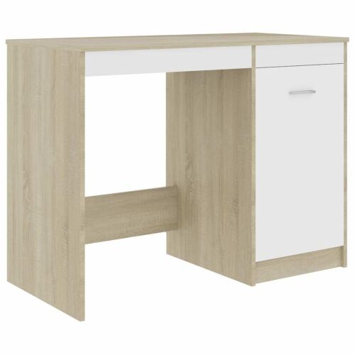 Radni stol bijeli i boja hrasta 100 x 50 x 76 cm od iverice - Bijela i boja hrasta sonome Cijena