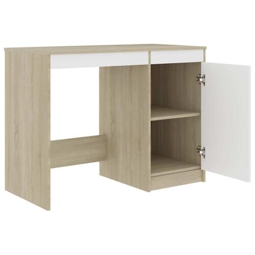 Radni stol bijeli i boja hrasta 100 x 50 x 76 cm od iverice - Bijela i boja hrasta sonome Cijena