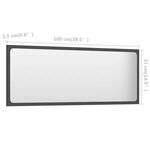 Kupaonsko ogledalo sivo 100 x 1,5 x 37 cm konstruirano drvo - Siva 100 x 1.5 x 37 cm Cijena