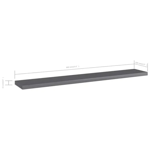 Police za knjige 4 kom visoki sjaj sive 60x10x1,5 cm od iverice - Visoko sjajno siva 60 x 10 x 1.5 cm 4 Cijena