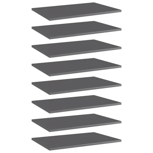 Police za knjige 8 kom visoki sjaj sive 60 x 40 x 1,5 cm drvene - Visoko sjajno siva 60 x 40 x 1.5 cm 8 Cijena