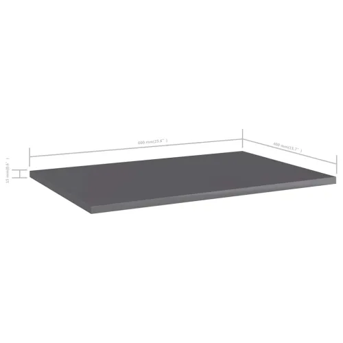 Police za knjige 8 kom visoki sjaj sive 60 x 40 x 1,5 cm drvene - Visoko sjajno siva 60 x 40 x 1.5 cm 8 Cijena