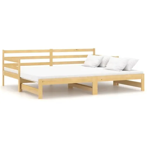 Dnevni krevet na izvlačenje 2 x (90 x 200) cm masivna borovina - Prirodna Cijena